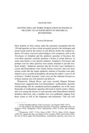 Publication of Political Oratory As an Instrument of Historical Revisionism