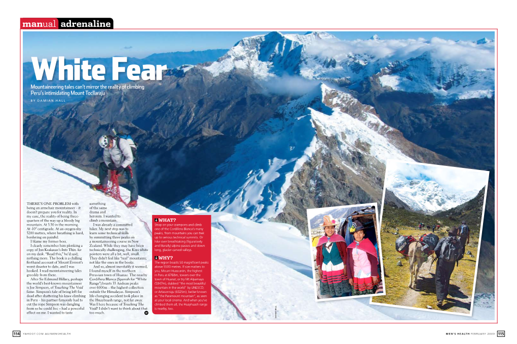 Manual Adrenaline White Fear Mountaineering Tales Can’T Mirror the Reality of Climbing Peru’S Intimidating Mount Tocllaraju