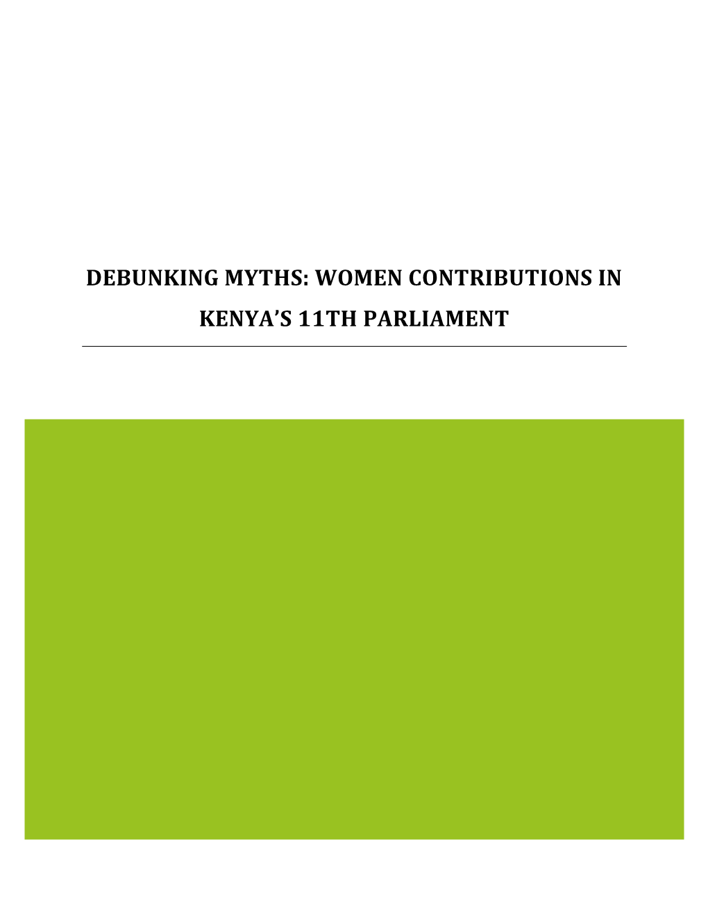 Debunking Myths: Women Contributions in Kenya's