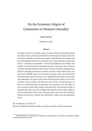 On the Economic Origins of Constraints on Women's Sexuality