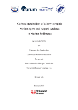 Carbon Metabolism of Methylotrophic Methanogens and Asgard Archaea in Marine Sediments