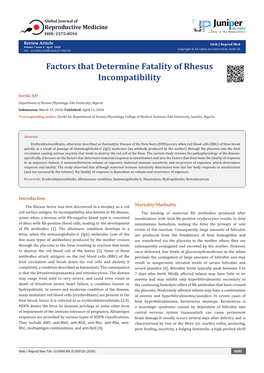 Factors That Determine Fatality of Rhesus Incompatibility
