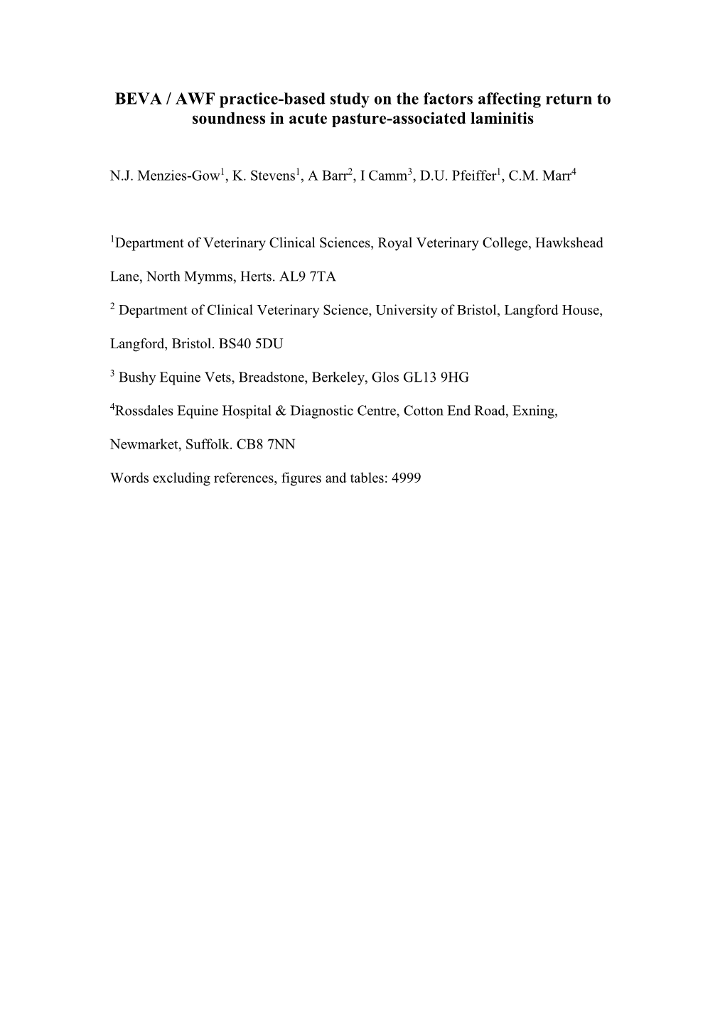 Factors Affecting the Return to Soundness in Acute Pasture