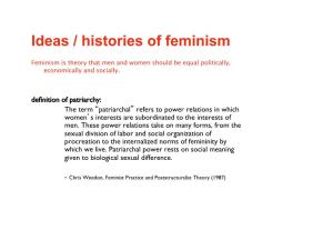 Ideas / Histories of Feminism
