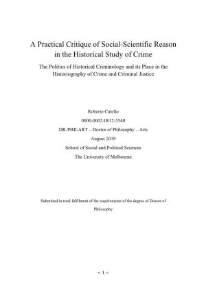 A Practical Critique of Social-Scientific Reason in the Historical Study of Crime