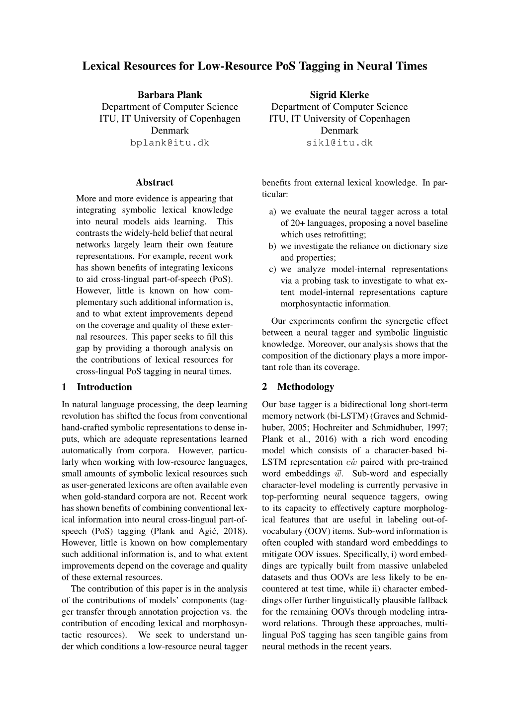 Lexical Resources for Low-Resource Pos Tagging in Neural Times