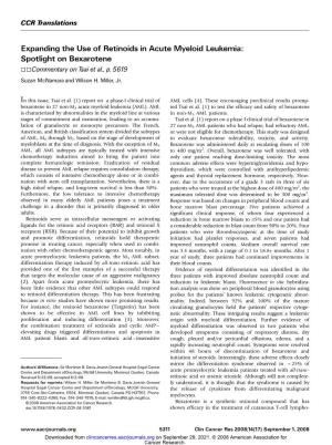 Expanding the Use of Retinoids in Acute Myeloid Leukemia: Spotlight on Bexarotene 55Commentaryontsaietal.,P.5619