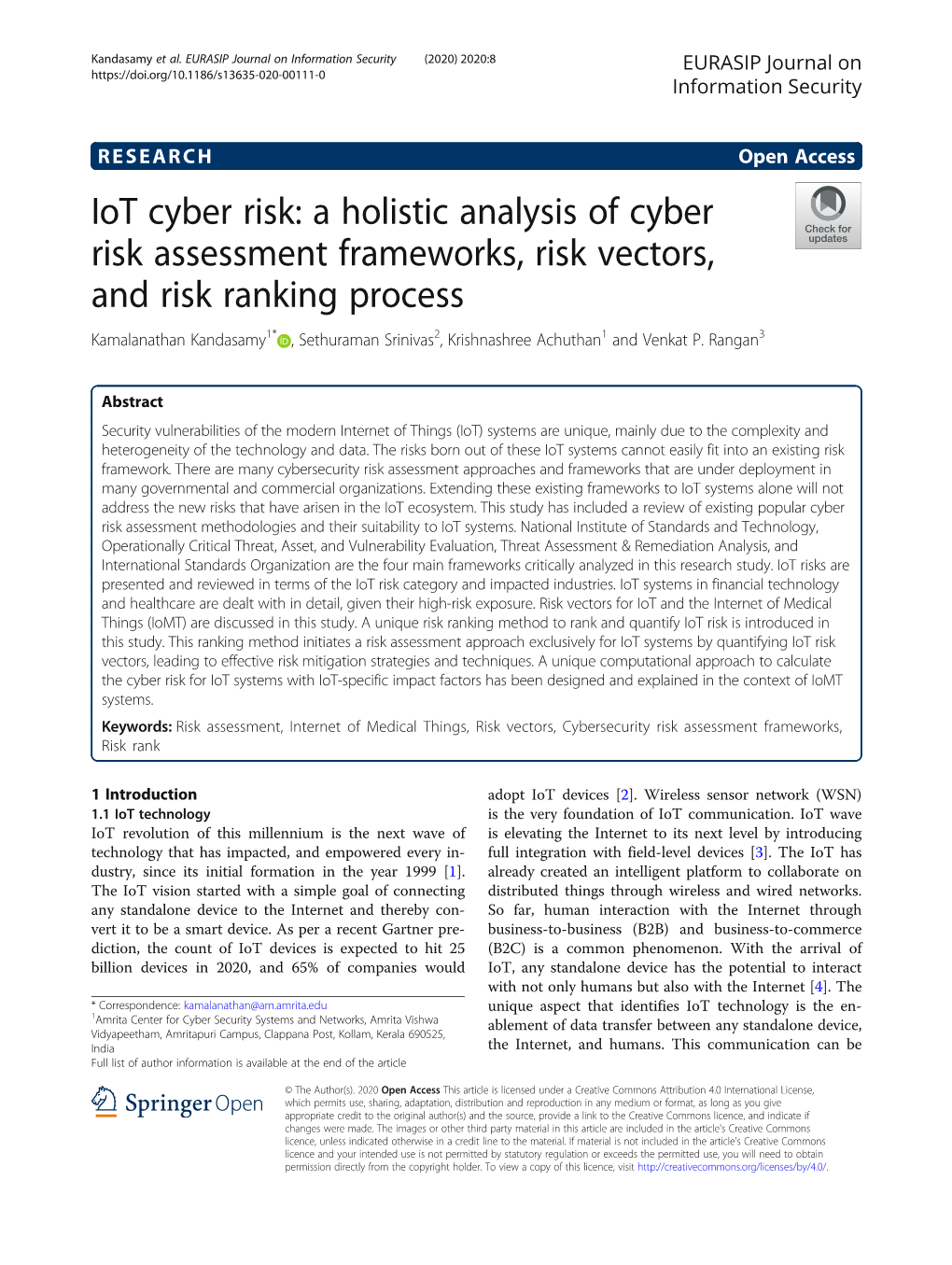 Iot Cyber Risk: a Holistic Analysis of Cyber Risk Assessment Frameworks ...