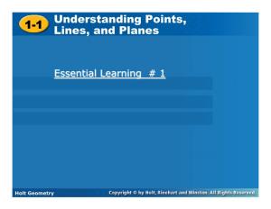 1-1 Understanding Points, Lines, and Planes Lines, and Planes