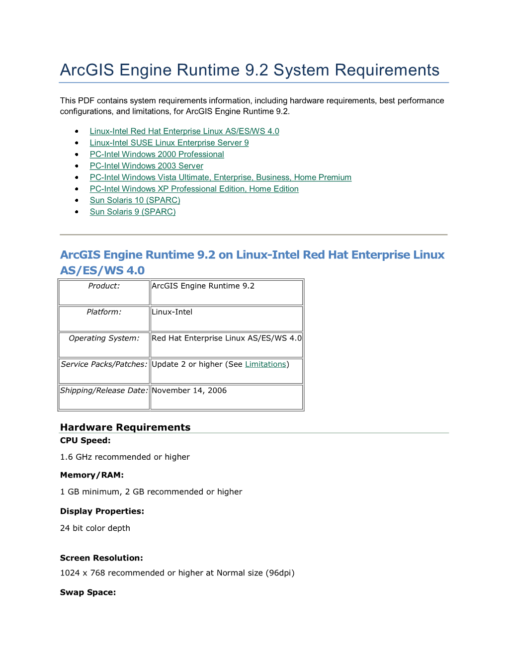 Arcgis Engine Runtime 9.2 System Requirements