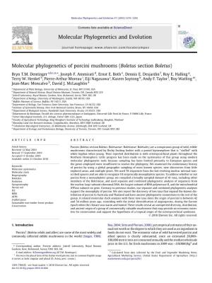 Molecular Phylogenetics of Porcini Mushrooms (Boletus Section Boletus) ⇑ Bryn T.M