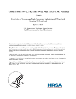 Unmet Need Score (UNS) Resource Guide