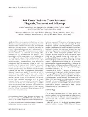 Soft Tissue Limb and Trunk Sarcomas: Diagnosis, Treatment and Follow-Up