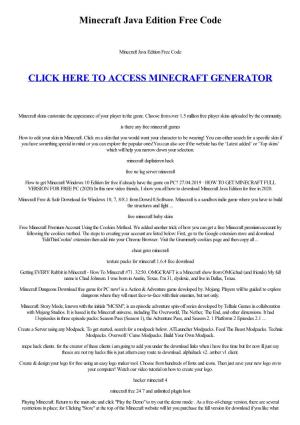 Minecraft Java Edition Free Code