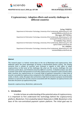 Cryptocurrency: Adoption Efforts and Security Challenges in Different Countries