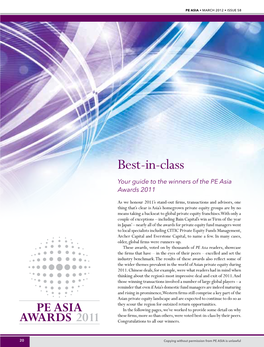 Best-In-Class Your Guide to the Winners of the PE Asia Awards 2011