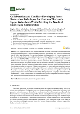 Collaboration and Conflict—Developing Forest Restoration