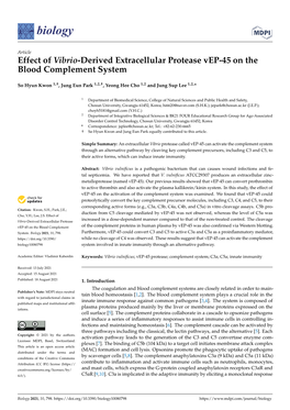 Effect of Vibrio-Derived Extracellular Protease Vep-45 on the Blood Complement System