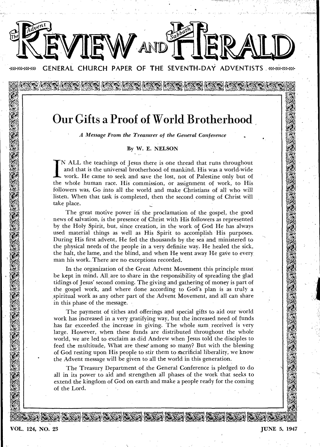 Our Gifts a Proof of World Brotherhood