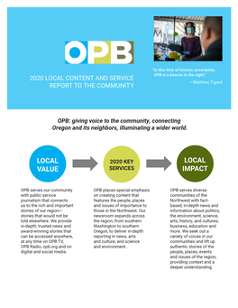 2020 Local Content and Service Report to the Community