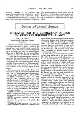 Chelates for the Correction of Iron Chlorosis in Sub-Tropical Plants