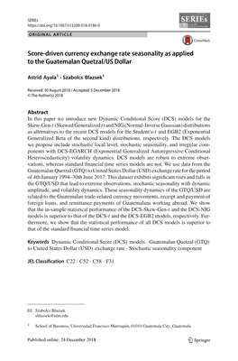 Score-Driven Currency Exchange Rate Seasonality As Applied to the Guatemalan Quetzal/US Dollar