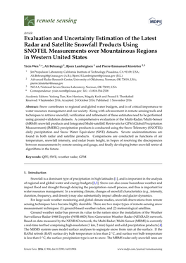 Evaluation and Uncertainty Estimation of the Latest Radar and Satellite Snowfall Products Using SNOTEL Measurements Over Mountainous Regions in Western United States