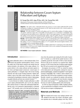 Relationship Between Cavum Septum Pellucidum and Epilepsy