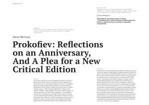 Prokofiev: Reflections on an Anniversary, and a Plea for a New