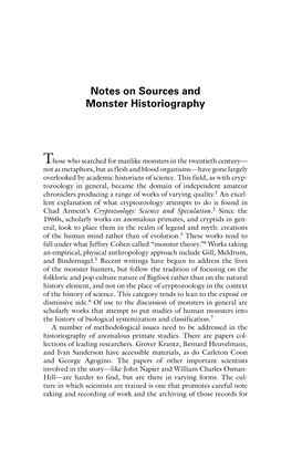 Notes on Sources and Monster Historiography