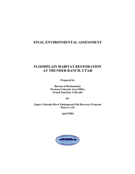 Final Environmental Assessment Floodplain Habitat Restoration At