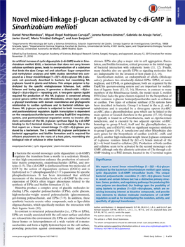 Novel Mixed-Linkage Β-Glucan Activated by C-Di-GMP in PNAS PLUS Sinorhizobium Meliloti