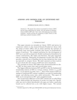 Axioms and Models for an Extended Set Theory