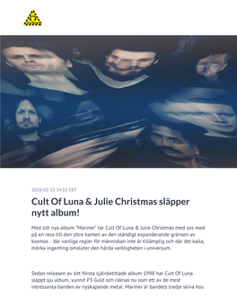 Cult of Luna & Julie Christmas Släpper Nytt Album!