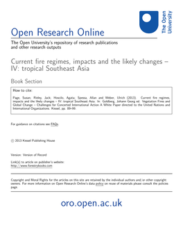 Current Fire Regimes, Impacts and the Likely Changes – IV: Tropical Southeast Asia