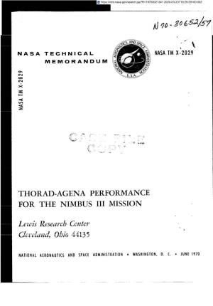 Thorad-Agena Pekfokman-Ce Foe the Nimbus It1 Mission