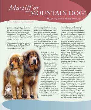 Mastiff Or Mountain Dog? Defining Tibetan Mastiff Breed Type by Richard W