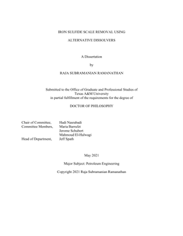 Iron Sulfide Scale Removal Using