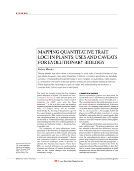 Mapping Quantitative Trait Loci in Plants: Uses and Caveats for Evolutionary Biology