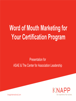 Word of Mouth Marketing for Your Certification Program