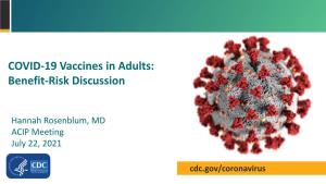 ACIP COVID-19 Vaccine in Adults: Benefit-Risk Discussion-July 22