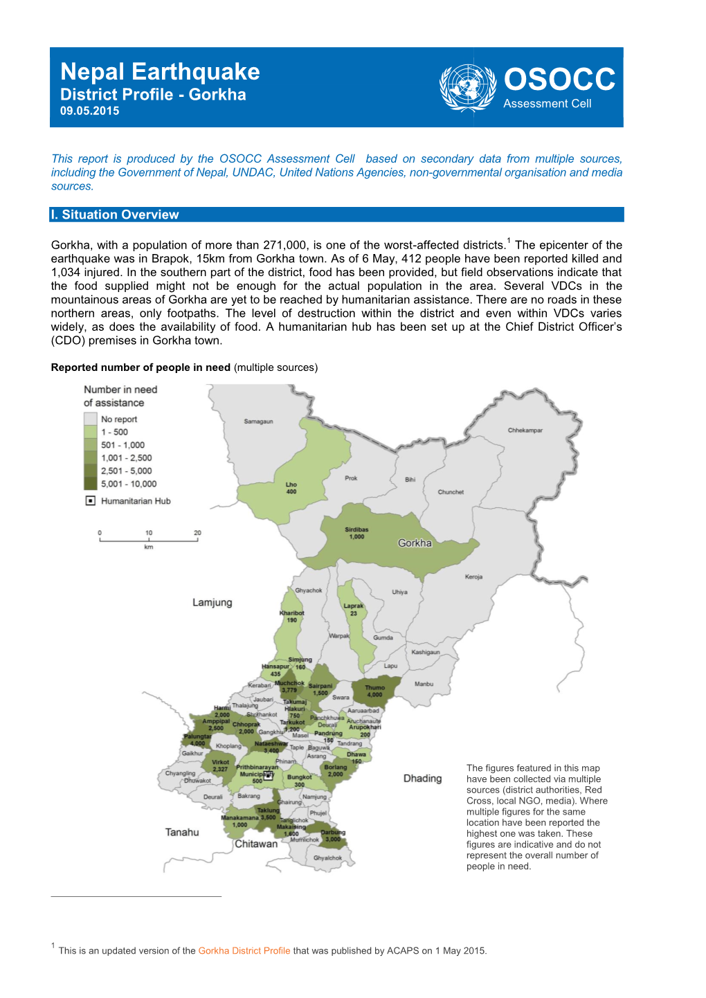 Nepal Earthquake District Profile - Gorkha OSOCC Assessment Cell 09.05.2015