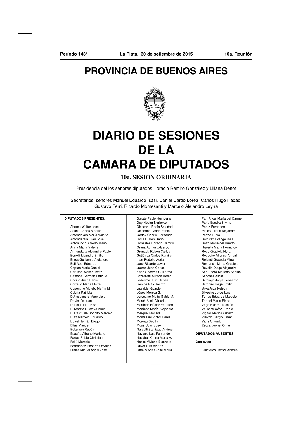 DIARIO DE SESIONES DE LA CAMARA DE DIPUTADOS 10A