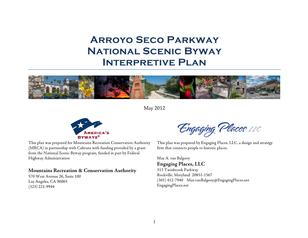 Arroyo Seco Parkway National Scenic Byway Interpretive Plan