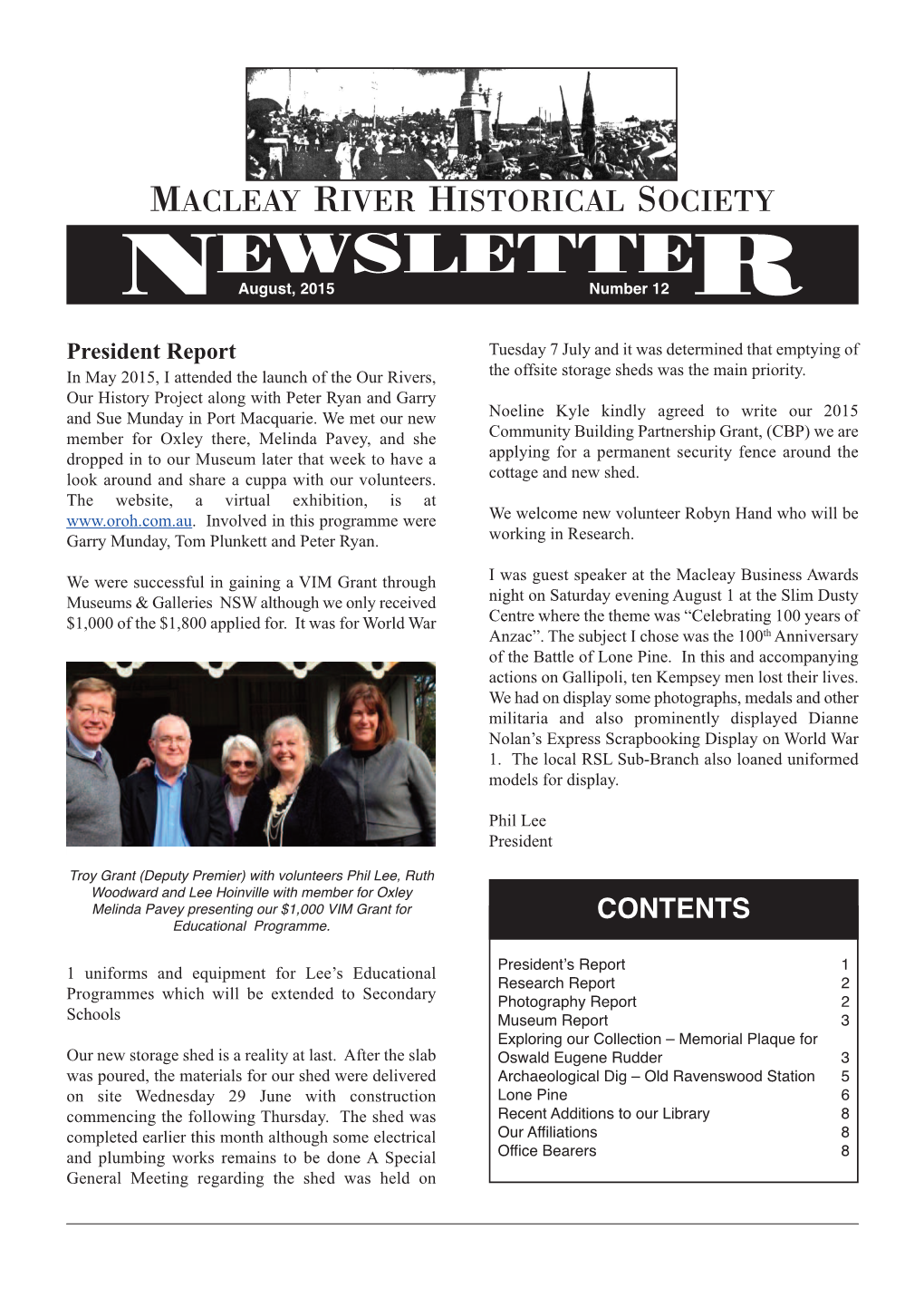 Newsletter August, 2015