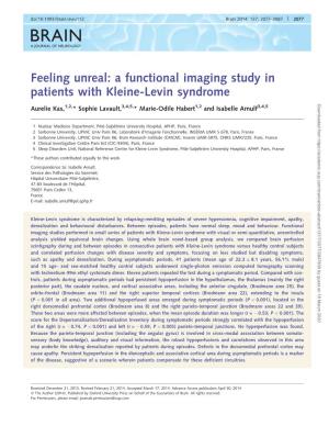 A Functional Imaging Study in Patients with Kleine-Levin Syndrome