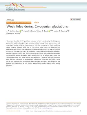 Weak Tides During Cryogenian Glaciations ✉ J