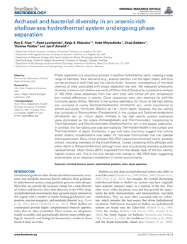 Archaeal and Bacterial Diversity in an Arsenic-Rich Shallow-Sea Hydrothermal System Undergoing Phase Separation