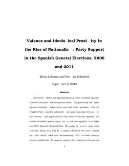 Valence and Ideological Proximity in the Rise of Nationalism: Party Support in the Spanish General Elections, 2008