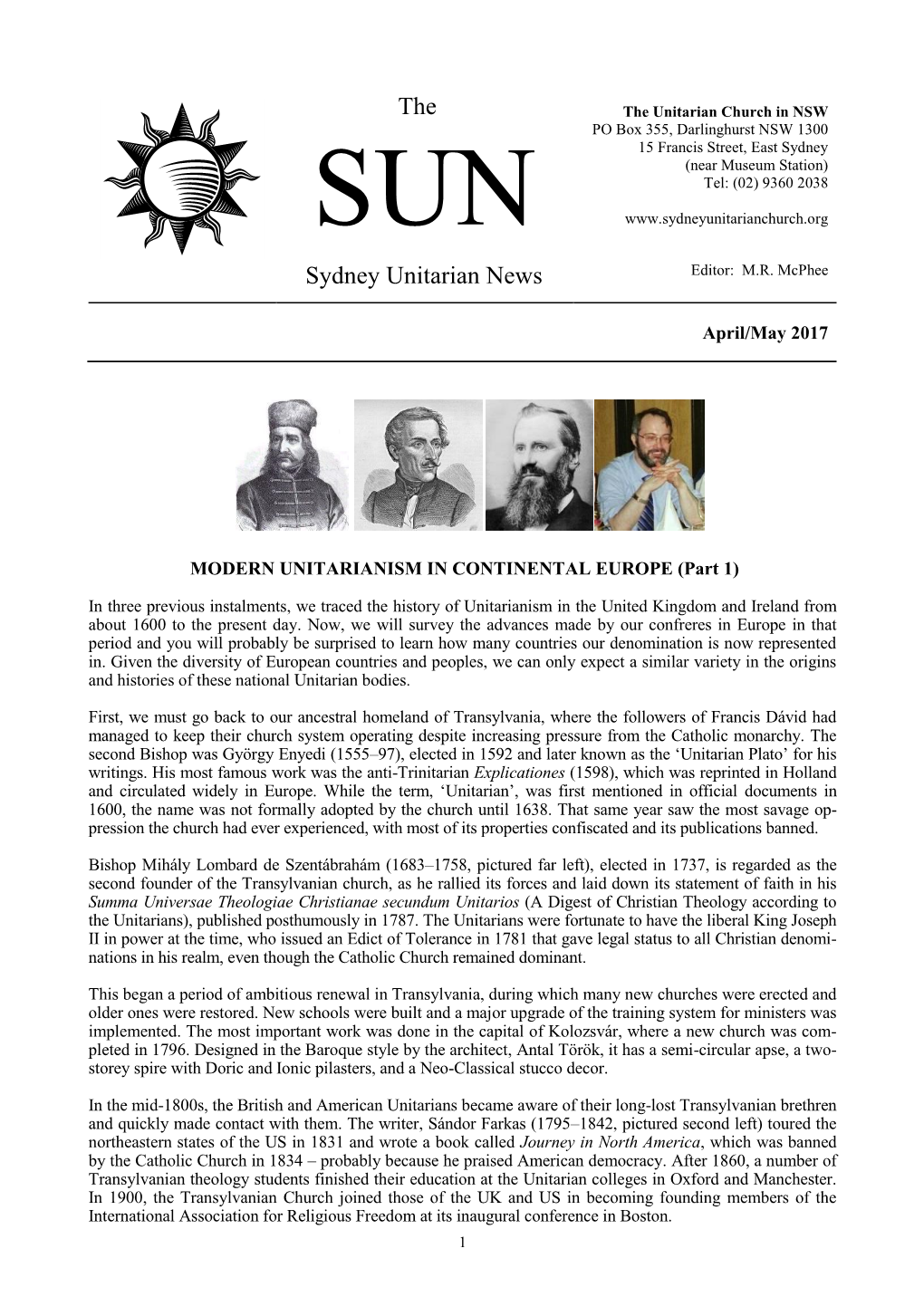 The Sydney Unitarian News